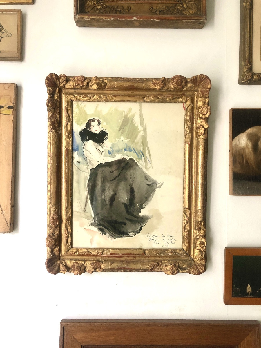 Josey  Pillon (1876- ?)  Femme Assise à Villa Flore 1938,  Art Déco-photo-3