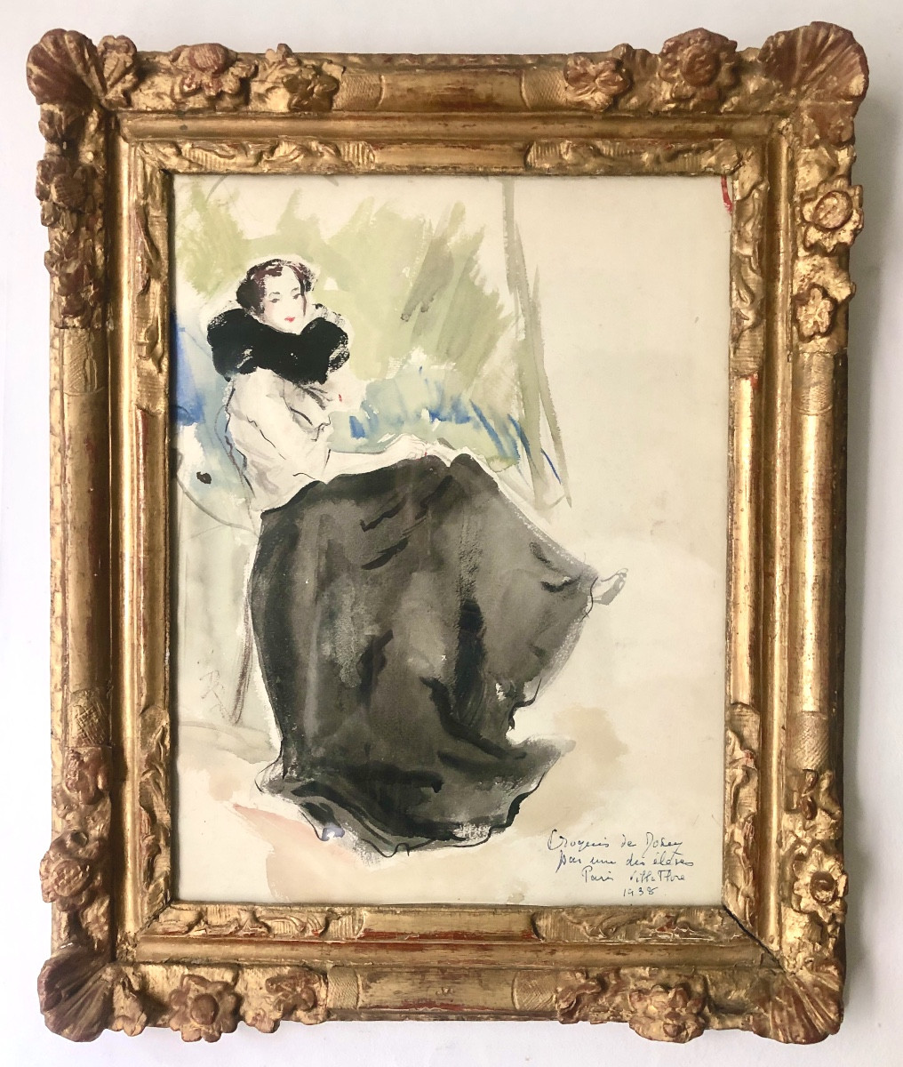 Josey  Pillon (1876- ?)  Femme Assise à Villa Flore 1938,  Art Déco
