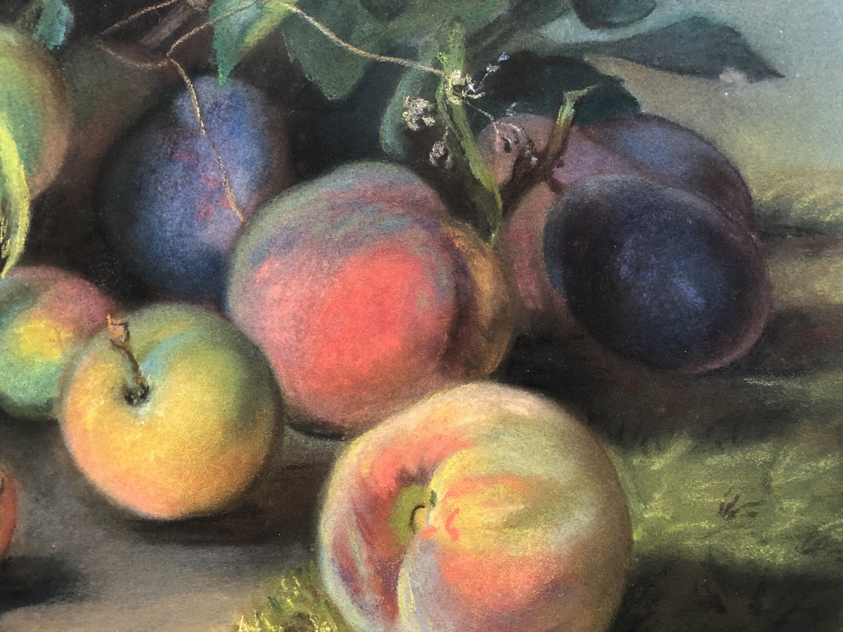 Still Life With Peaches, 1860, Signature To Decipher -photo-3