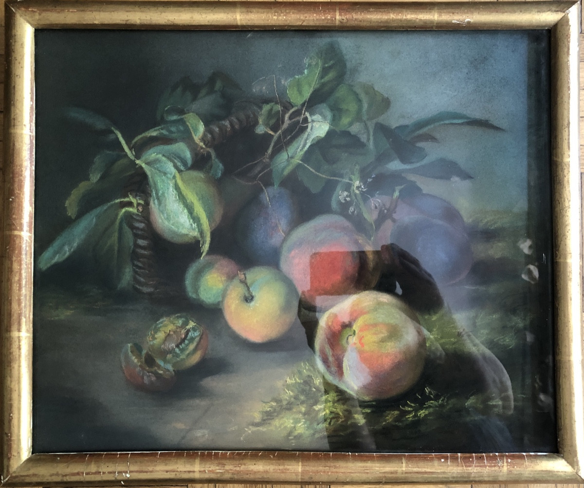 Still Life With Peaches, 1860, Signature To Decipher -photo-2