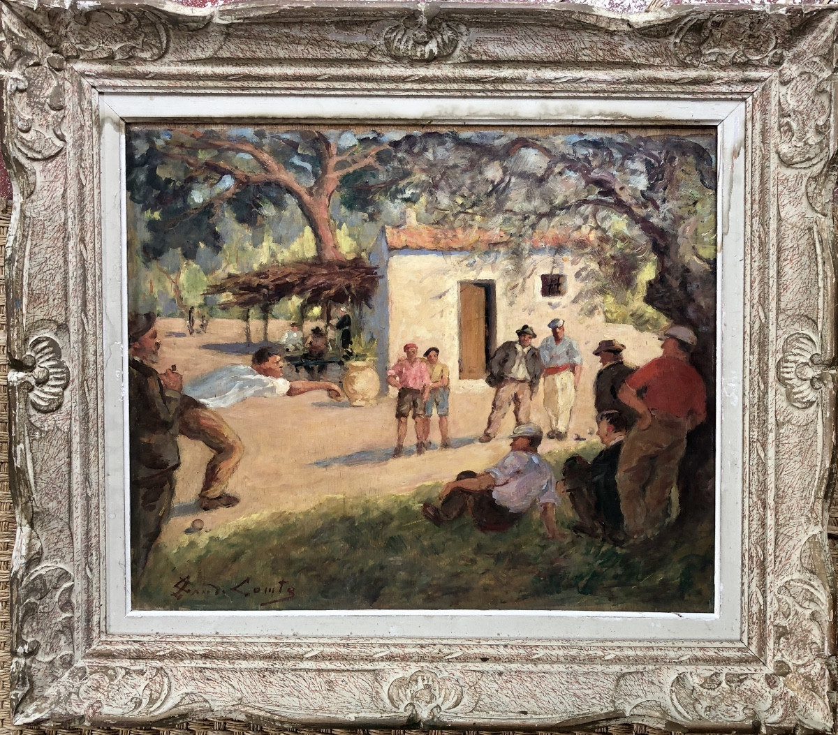 Claude Comte (1862-1948) Basque Painter, Pétanque Players, Art Deco