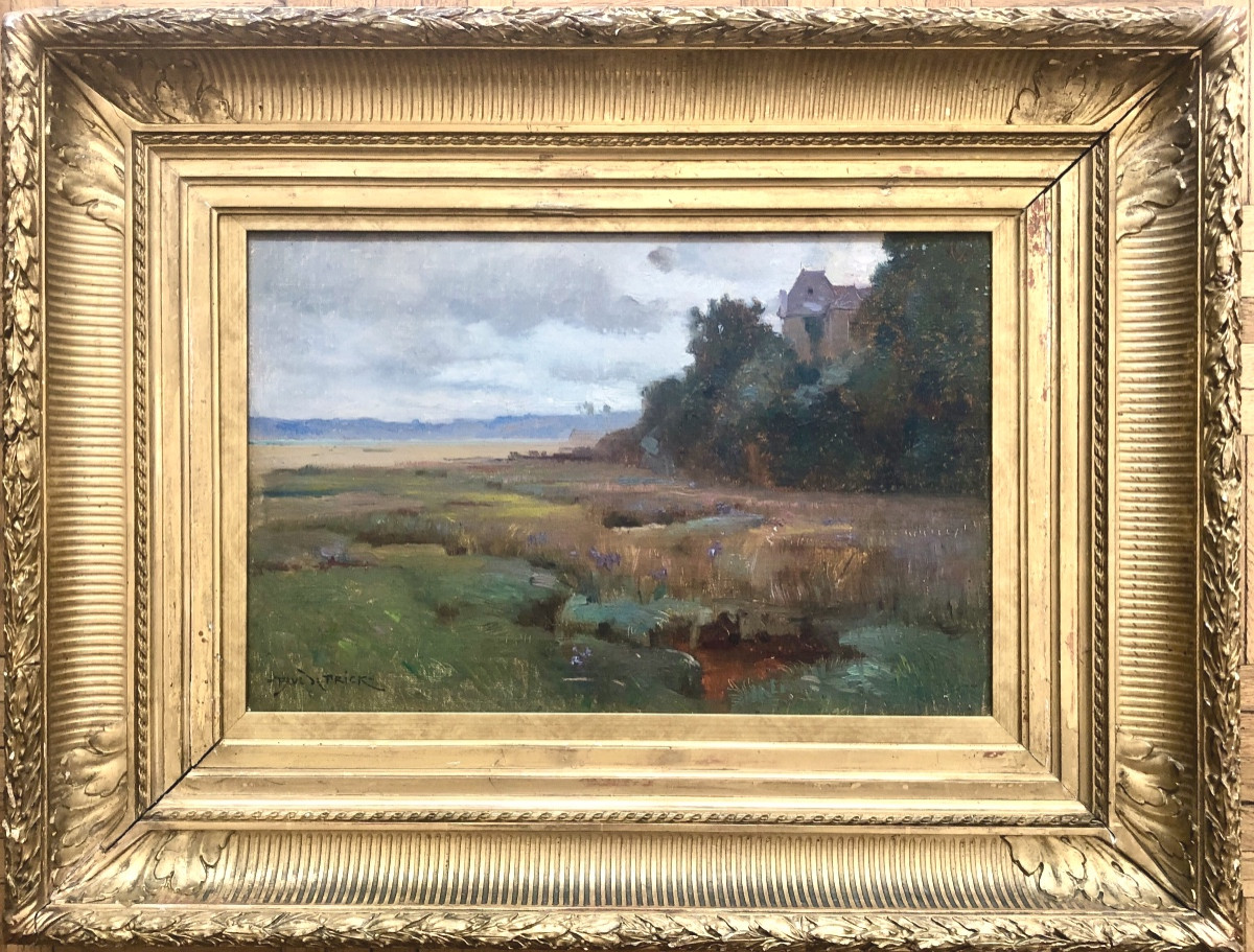 Paul de Frick (1864-1935) La grève de Saint Ilan à Brieuc en Bretagne 