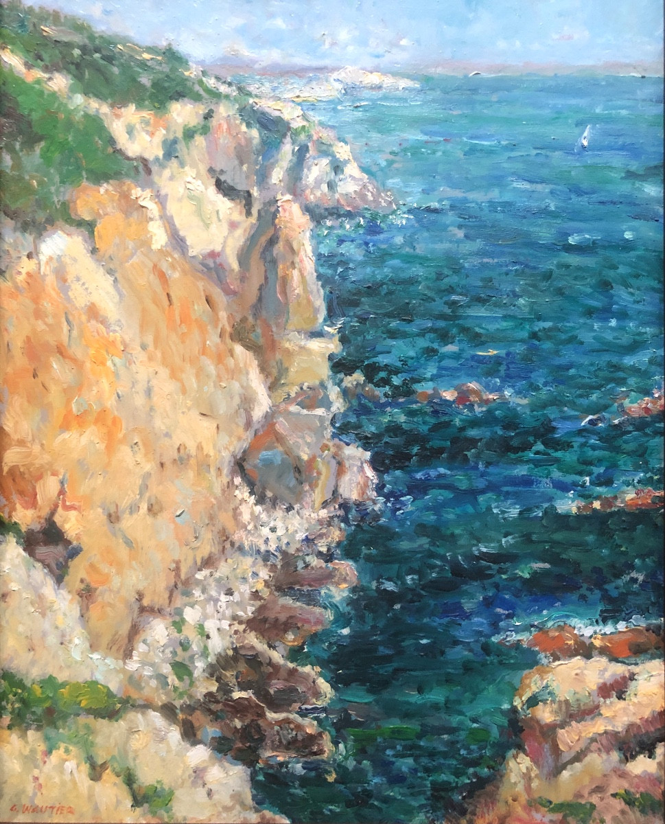 Claude Wautier né en 1929, Rochers près de Ciotat, Hommage à J.B Olive 
