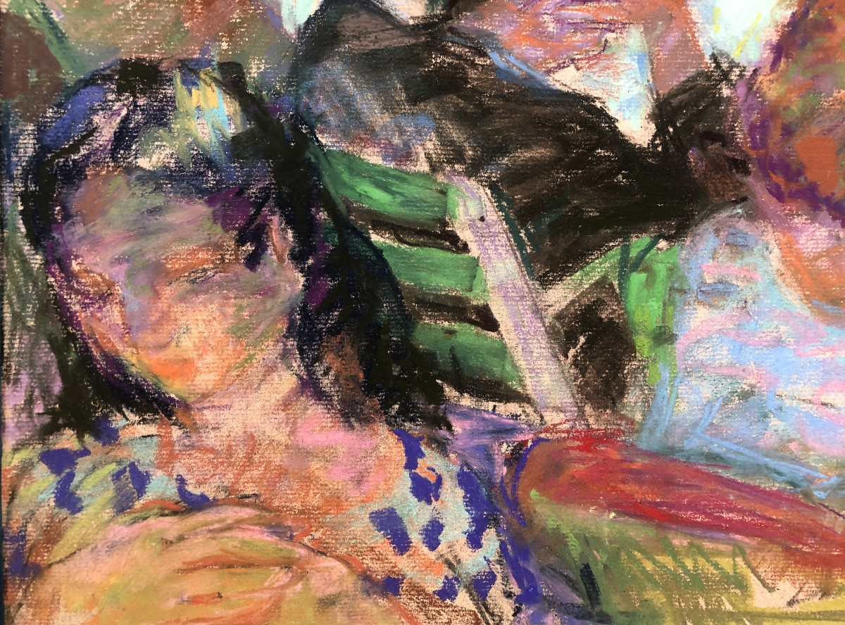 Suzanne Blanche Kaerling (1902-1985) Au bord de la mer, pastel Art Déco-photo-3