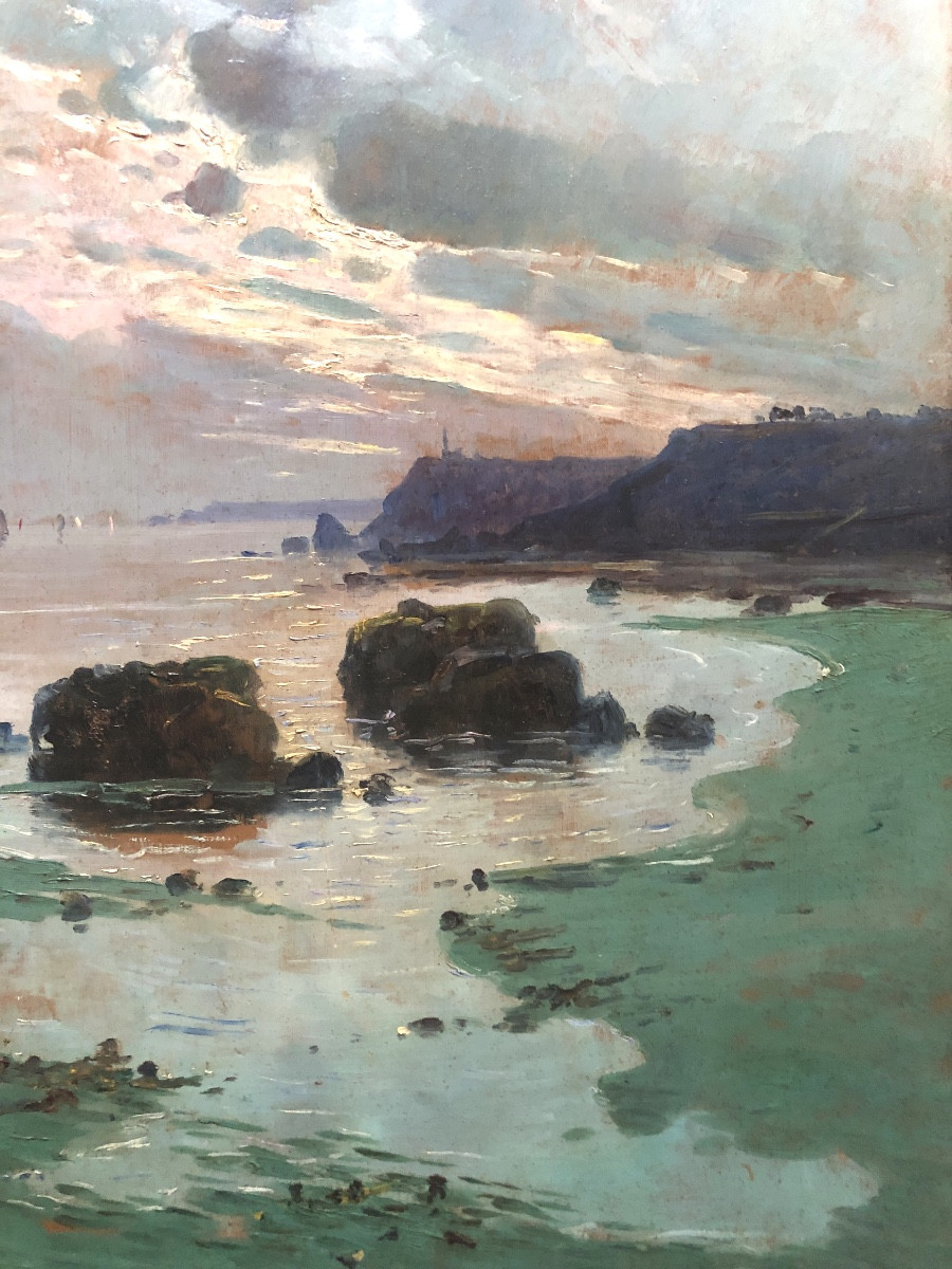 Paul Henry (1876-1958)? Brittany, Scotland? Seascape Late 19th Century, Oil On Wood-photo-1