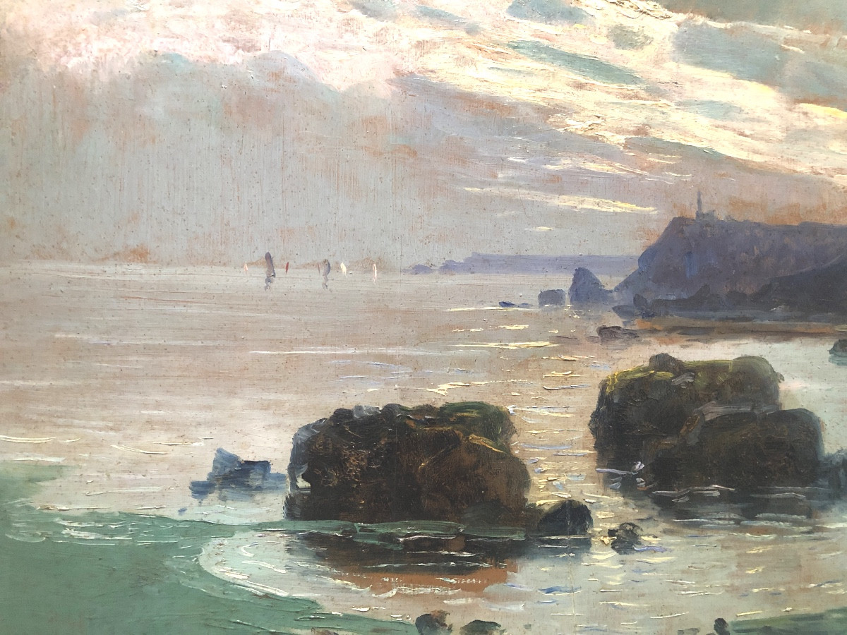 Paul Henry (1876-1958)? Brittany, Scotland? Seascape Late 19th Century, Oil On Wood-photo-2