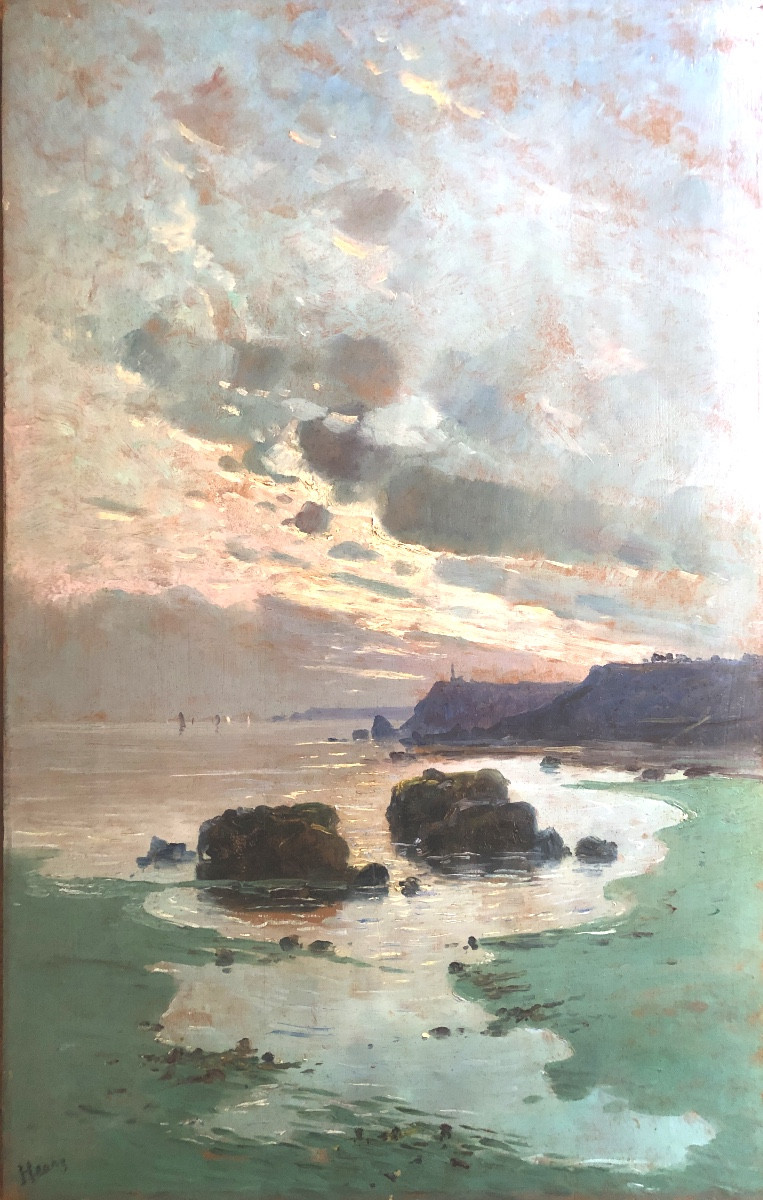 Paul Henry (1876-1958)? Brittany, Scotland? Seascape Late 19th Century, Oil On Wood-photo-3