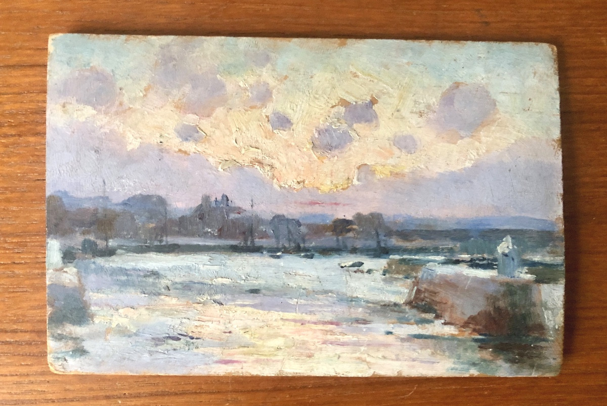 Ecole Française Fin XIX Ou Début XX Siècle, Marine, scène de port , Huile Sur Bois-photo-2