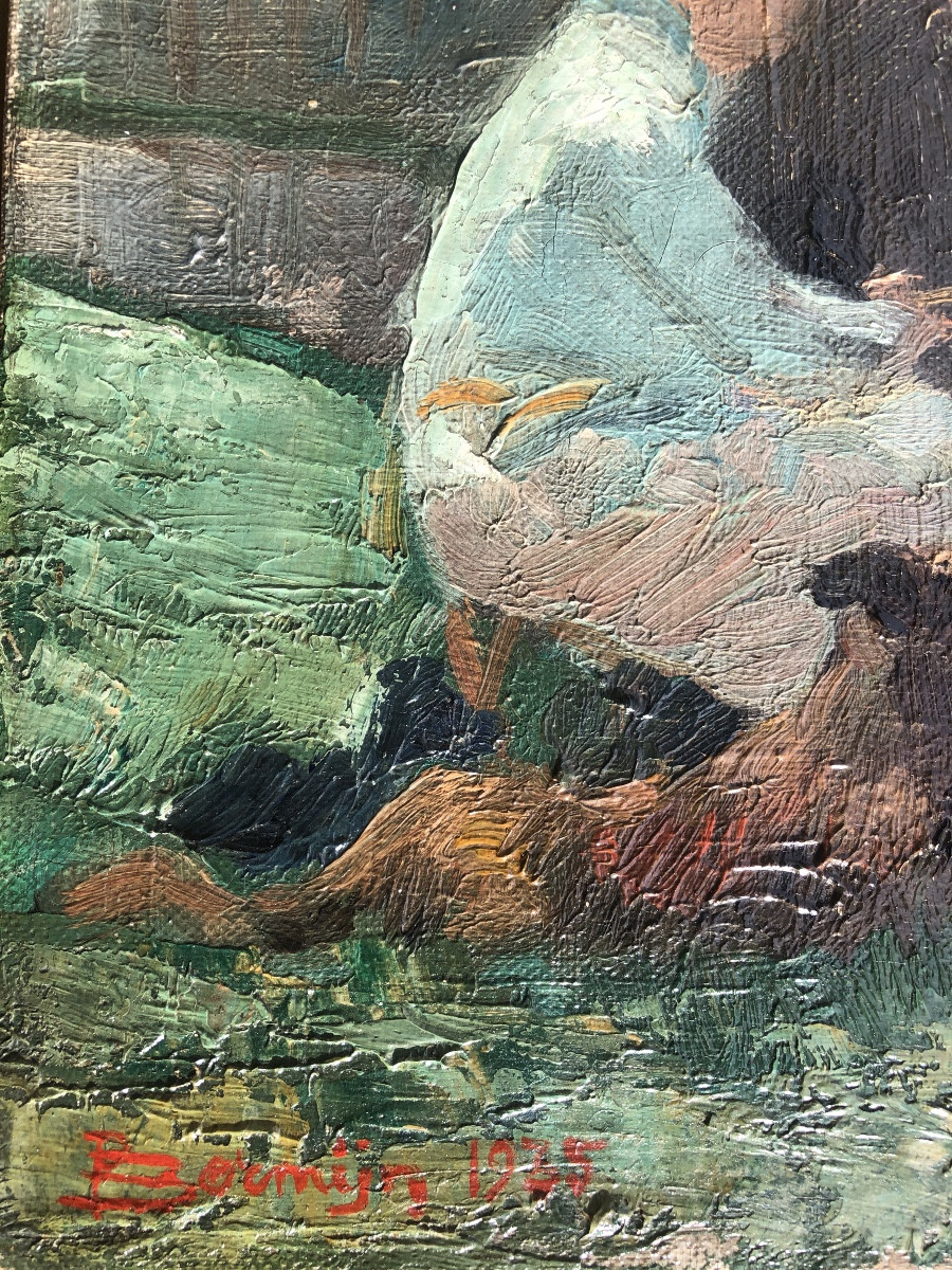 F.bormijn 1935, Couple With A Dog, 20th Century -photo-3