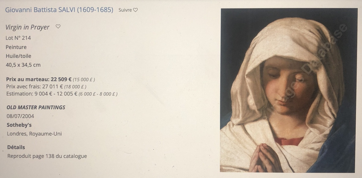 Entourage Of Giovanni Battista Salvi (1609-1685) The Virgin In Prayer 17th Century-photo-3