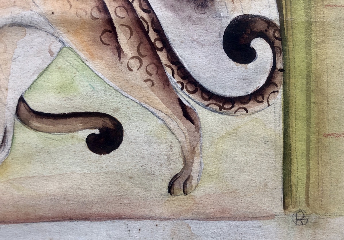 Léopards marchants, monogramme R.G, Roger Godchaud ? Art Déco-photo-3