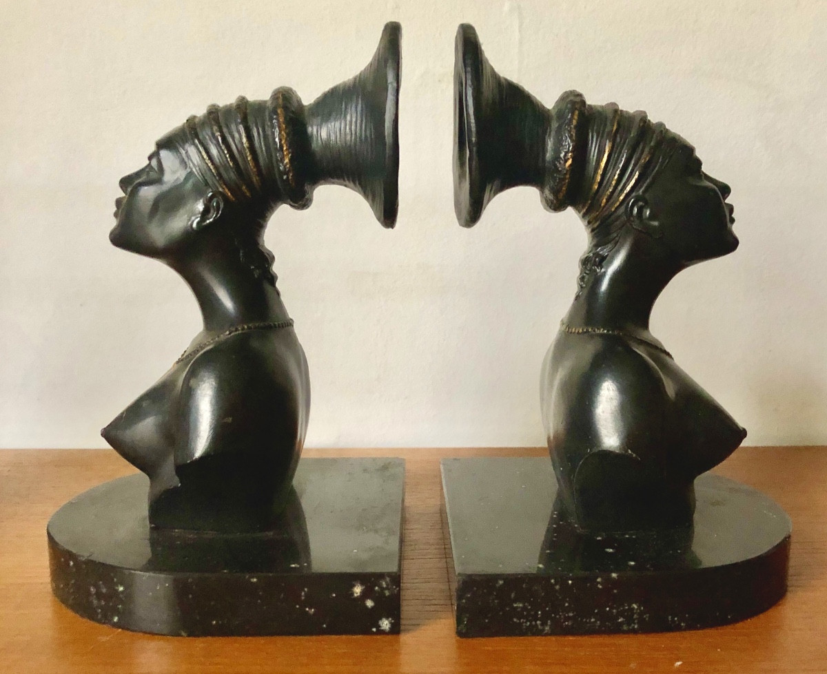  Mangbetu Bookends, The Black Cruise Citroën 1924-1925, Art Deco-photo-3