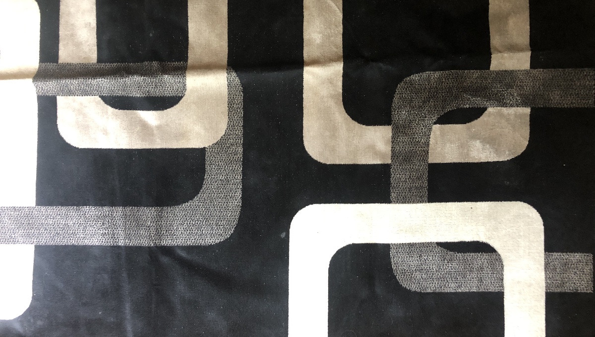 Andrée Putman (1925-2013), Interior Designer. Geometric Rug In Black, Grey, And White.-photo-2