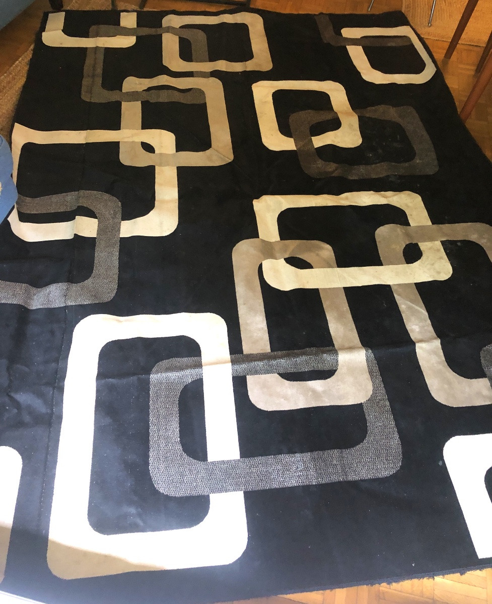 Andrée Putman (1925-2013), Interior Designer. Geometric Rug In Black, Grey, And White.-photo-3