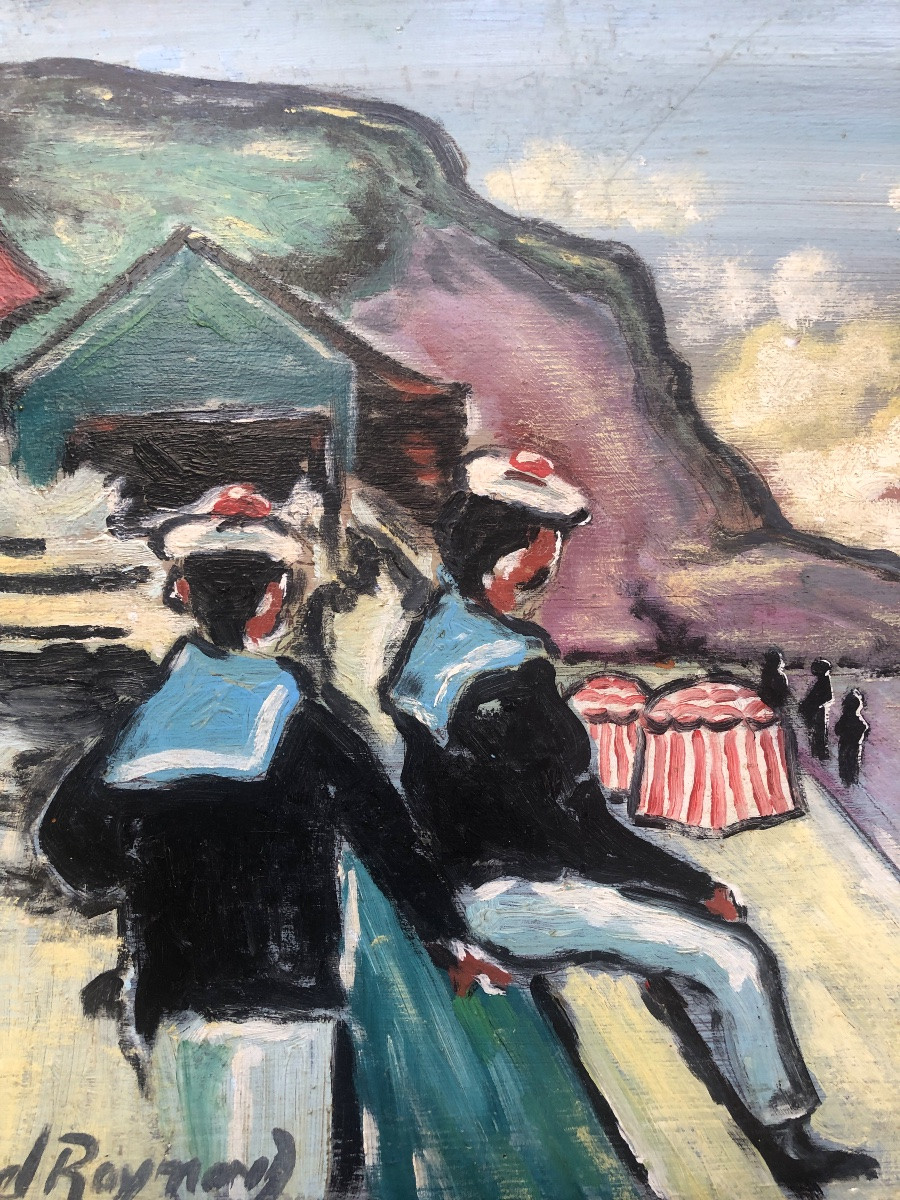  Sailors By The Sea In Normandy, Michel Raymond, Art Deco-photo-3