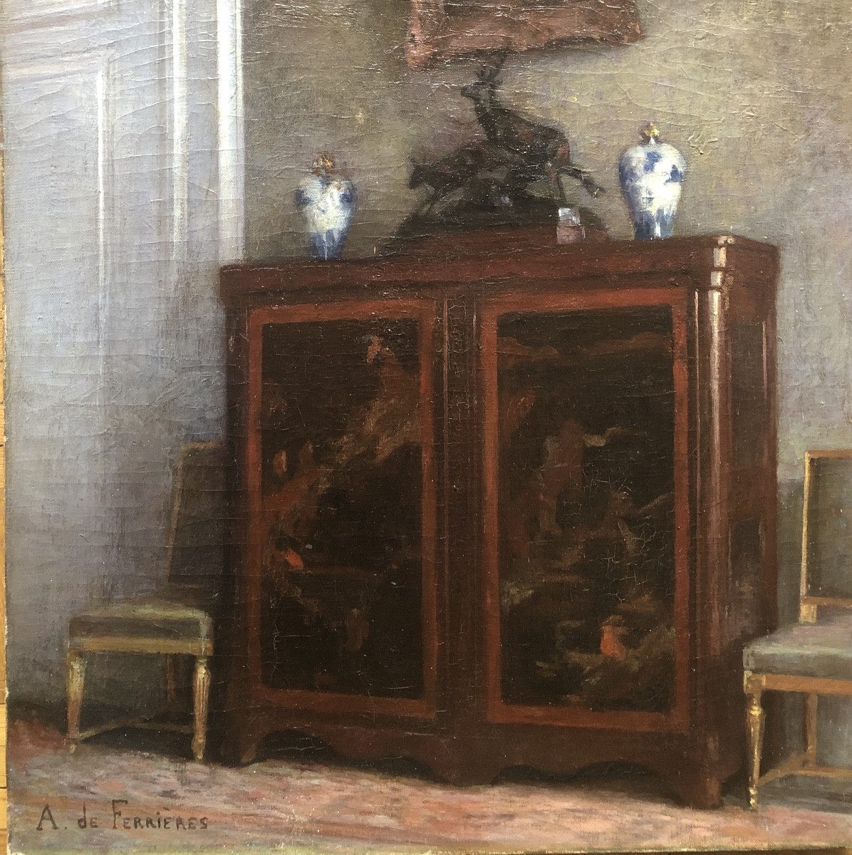 Armand De Ferrière (1876-?) Interior Scene Of A Bourgeois House, Early 20th Century-photo-4