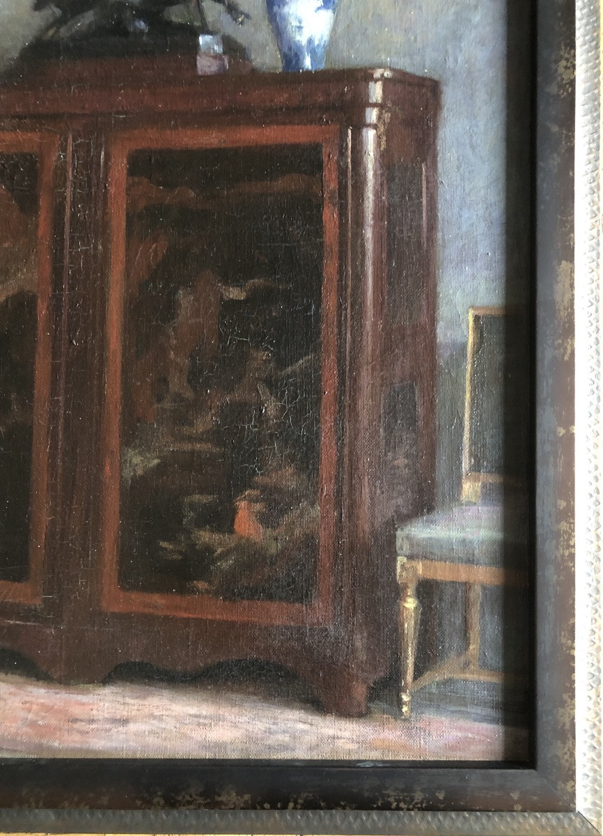 Armand De Ferrière (1876- ? ) Scène  d'Intérieur d'une maison bourgeoise début XX siècle-photo-7