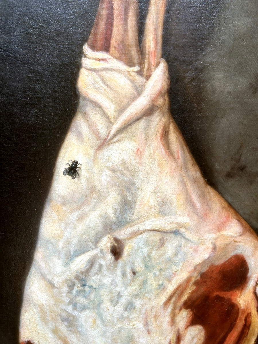 T. Herclat (19th Century), "the Leg Of Lamb And The Fly" 1891, Oil On Canvas-photo-2