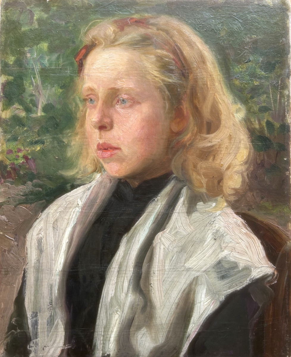 France Leplat (1895-1953) Portrait de jeune femme, Huile sur toile