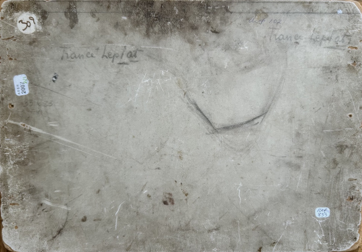 France Leplat (1895-1953) Nature morte au pomme, Huile sur carton -photo-4