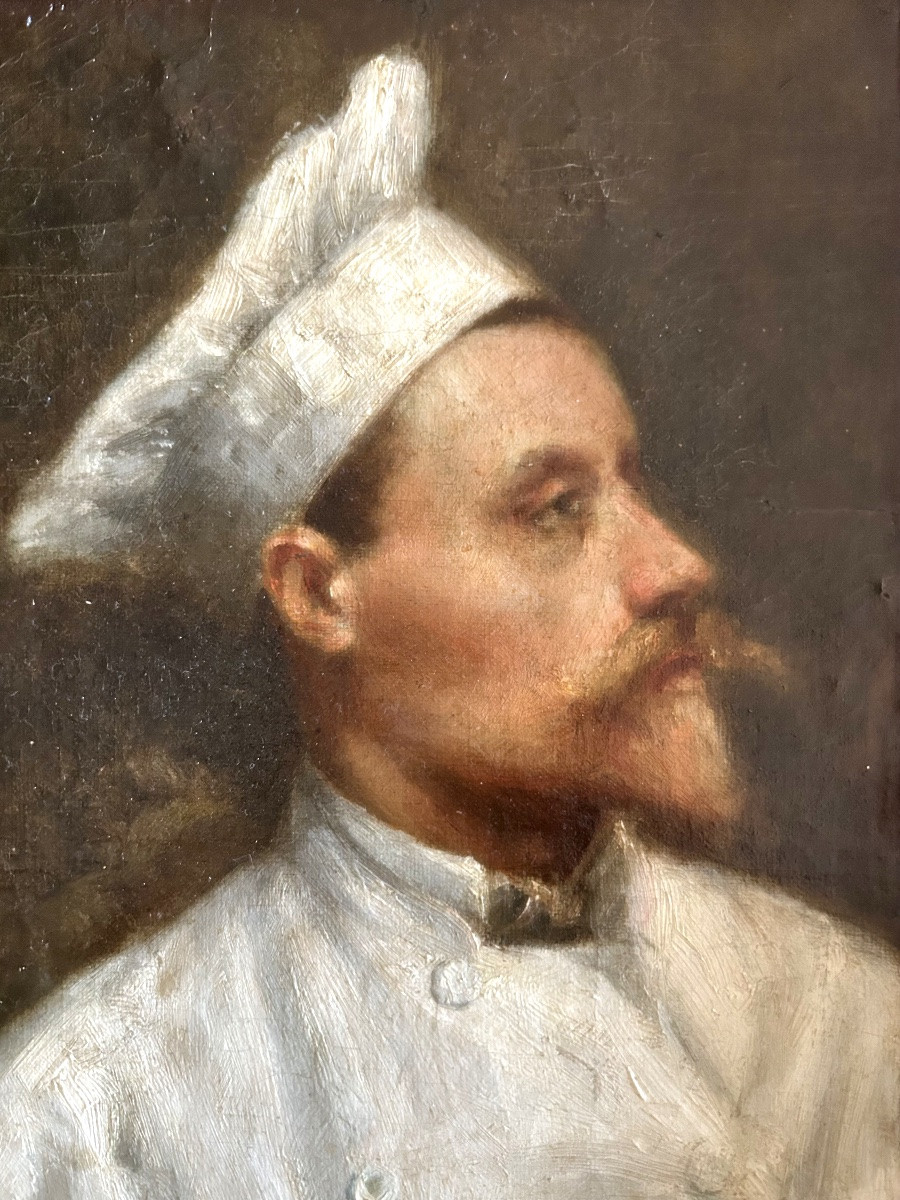 Portait d'Un Homme Cuisinier, Oil On Canvas, 19th Century-photo-2