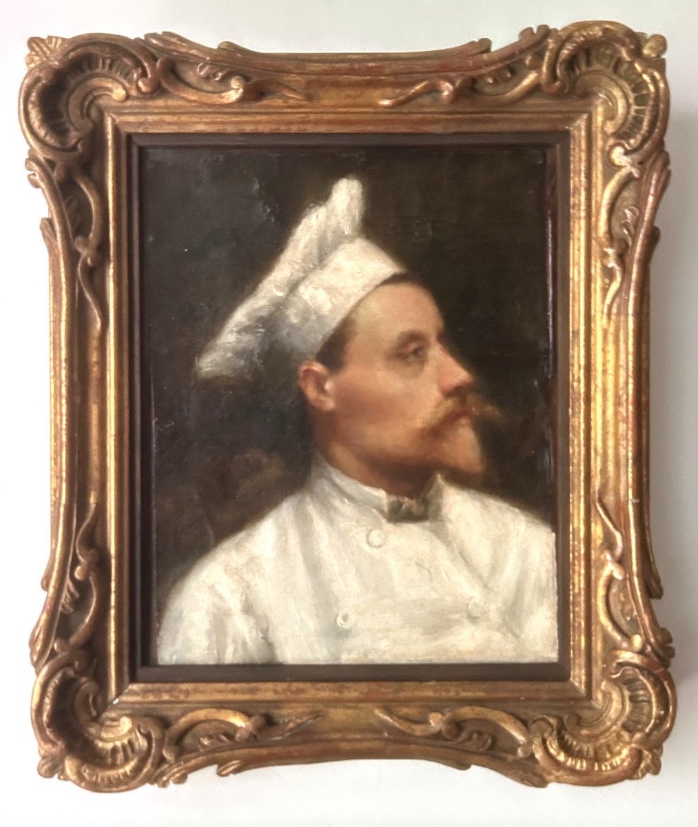 Portait d'Un Homme Cuisinier, Oil On Canvas, 19th Century