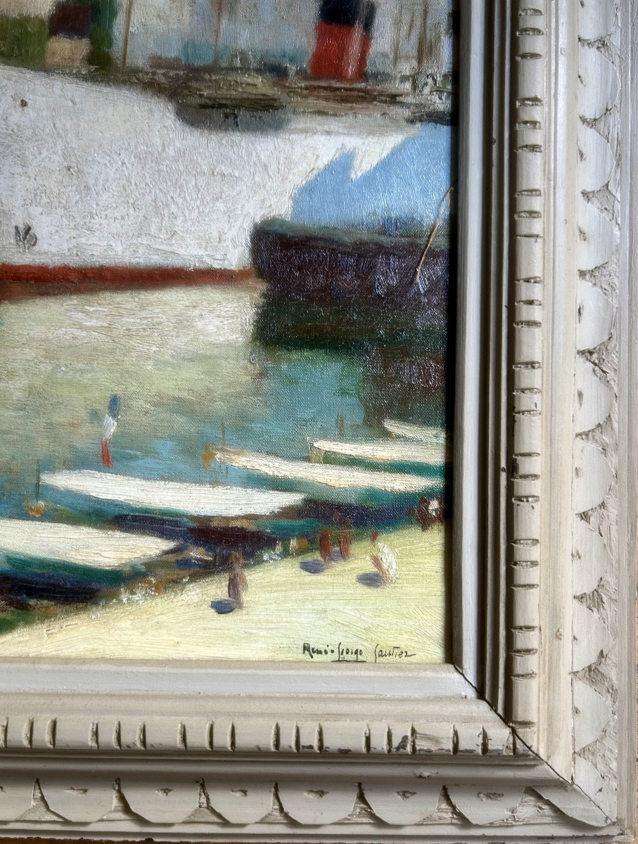 René Georges Gautier (1887-1969) The Port Of Marseille, Hst, Early XX Century-photo-3