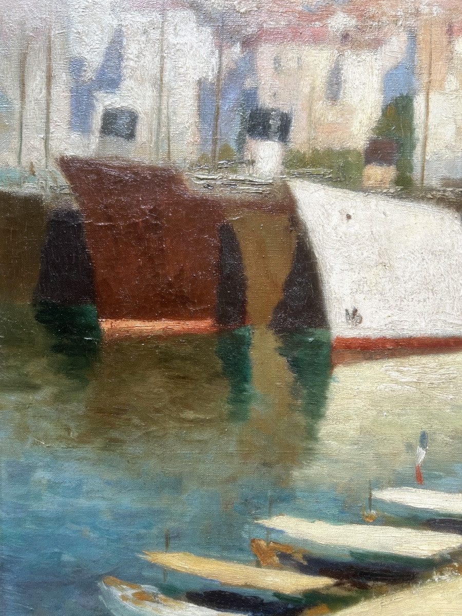 René Georges Gautier (1887-1969) The Port Of Marseille, Hst, Early XX Century-photo-2