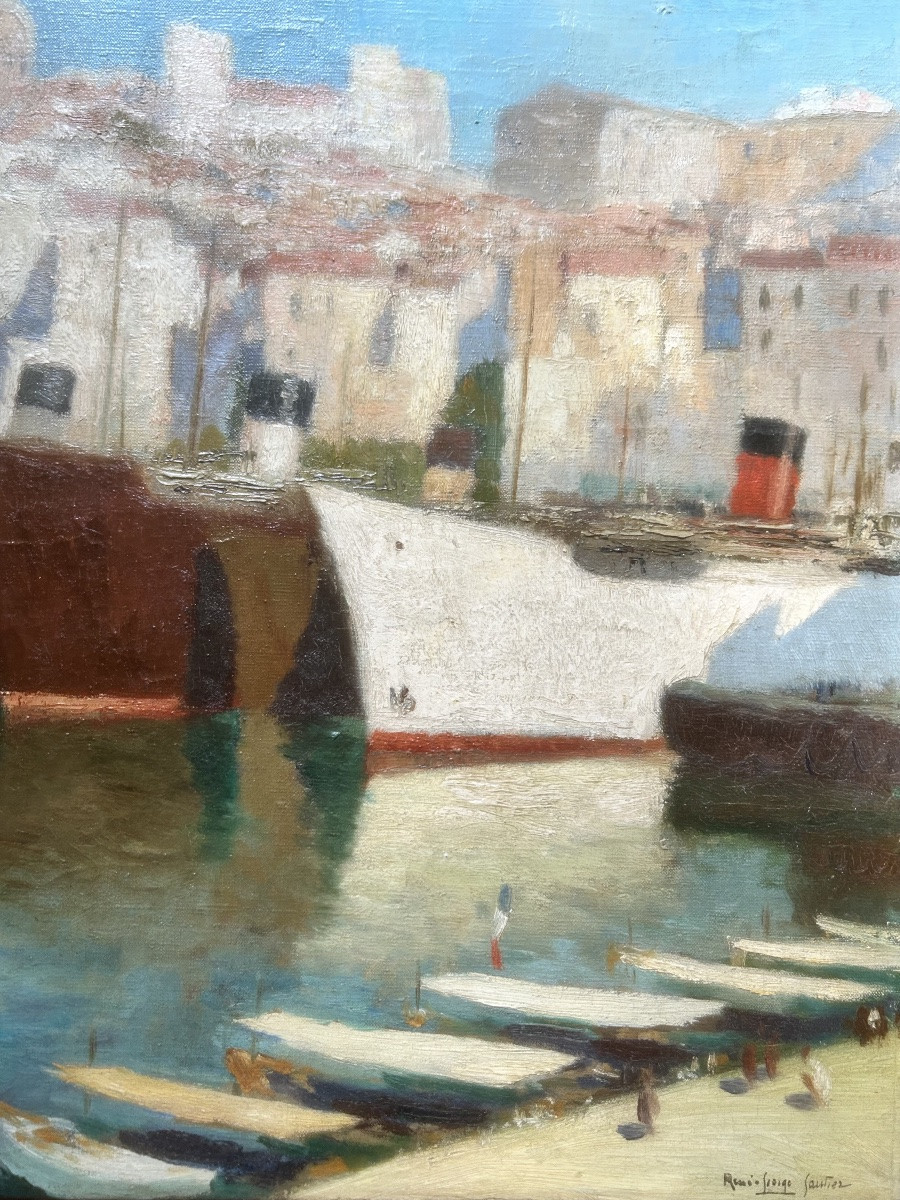 René Georges Gautier (1887-1969) The Port Of Marseille, Hst, Early XX Century-photo-4
