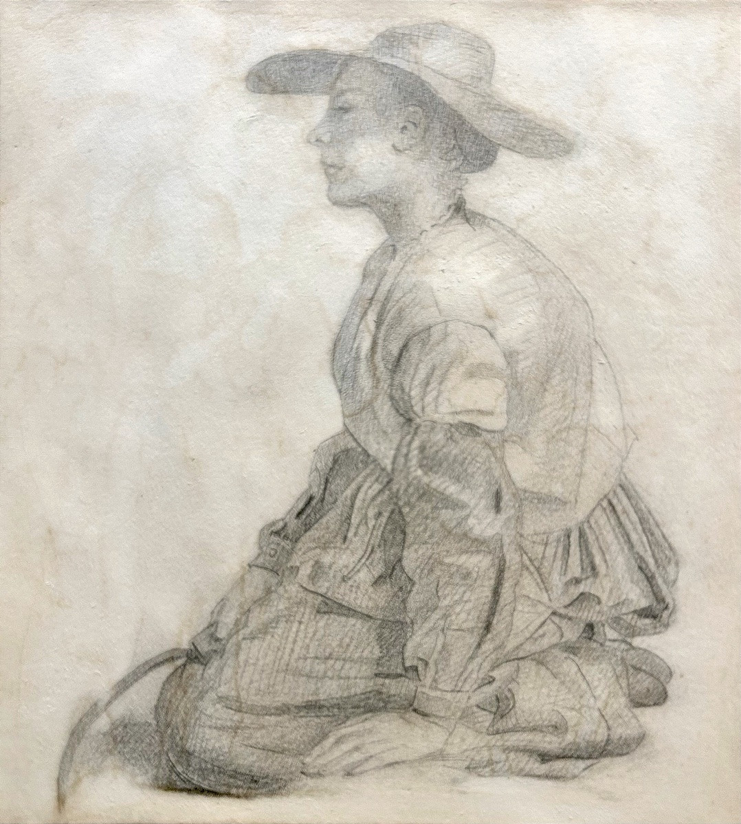 Dessin d'une femme  jardinier fin XIX siècle -photo-2
