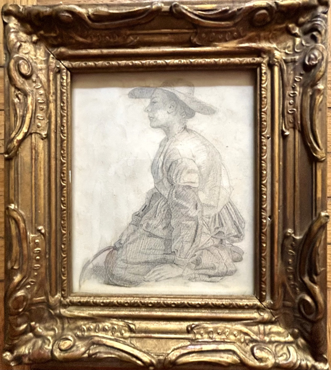 Dessin d'une femme  jardinier fin XIX siècle -photo-3