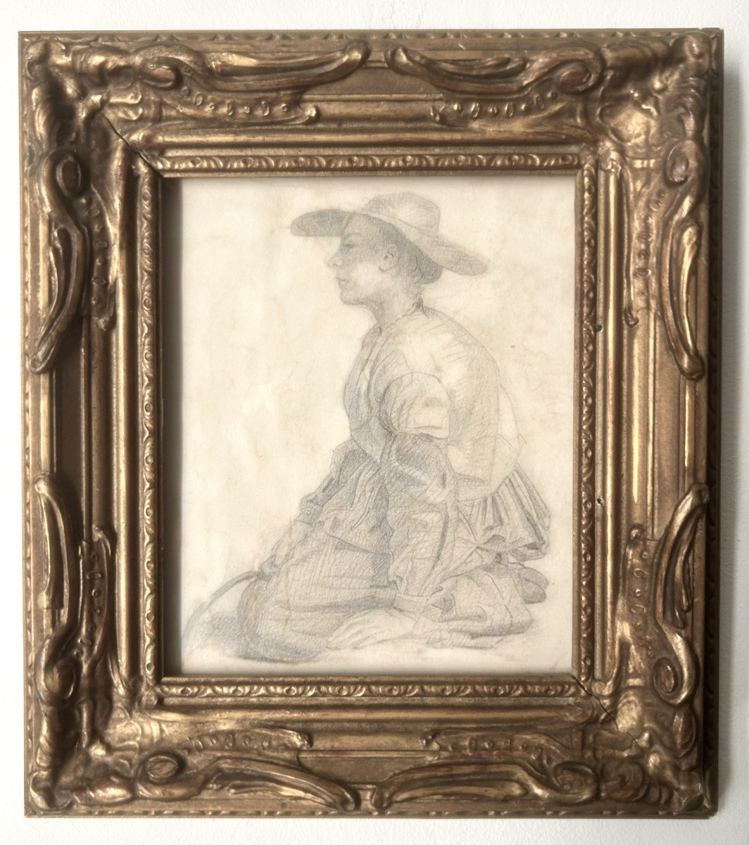 Dessin d'une femme  jardinier fin XIX siècle -photo-4