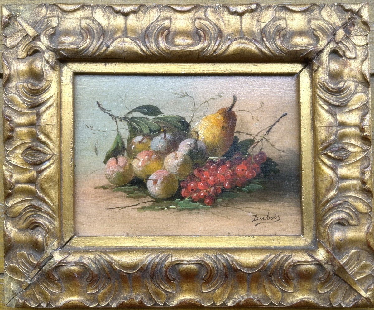 Nature morte, Art Nouveau, huile sur bois signée Dubois  II-photo-2