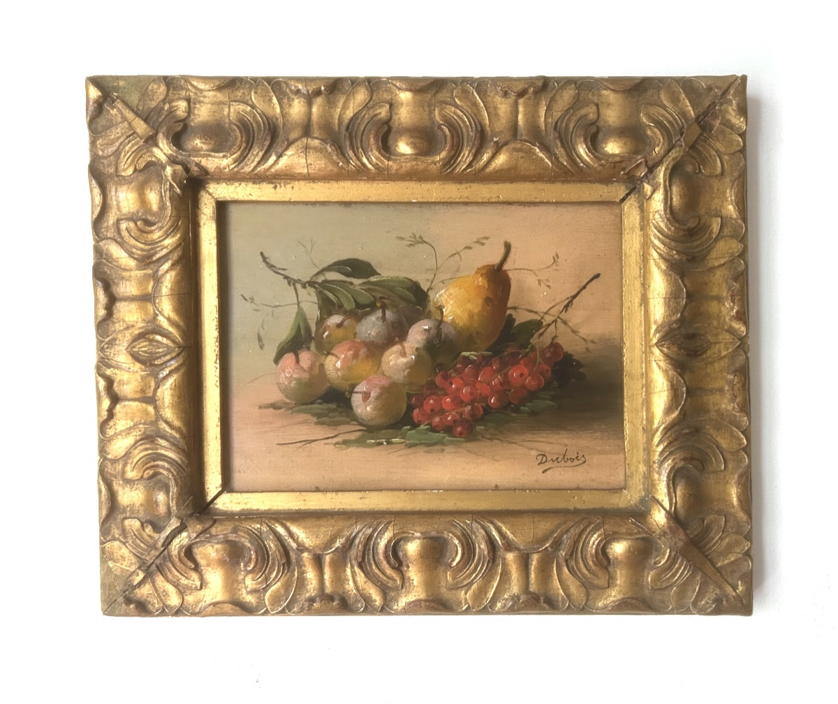Nature morte, Art Nouveau, huile sur bois signée Dubois  II-photo-1
