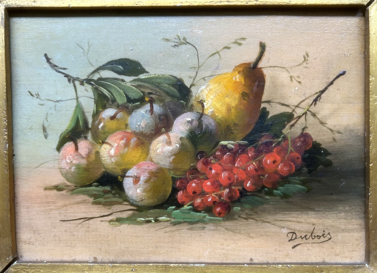 Nature morte, Art Nouveau, huile sur bois signée Dubois  II-photo-2