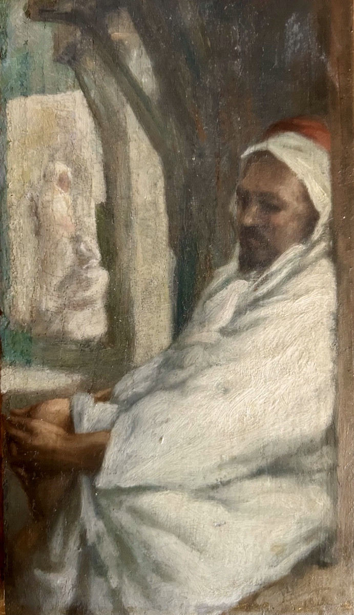 Orientalist Scene, Oil On Wood Signed Jariets 1912