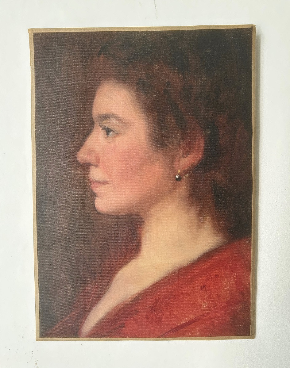 Portrait de jeune femme à la perle, huile sur toile, Art Nouveau-photo-2