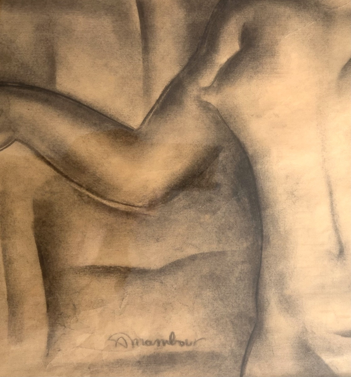 Auguste Mambour (1896-1968) peintre expressionniste, Jeune femme africaine, Art Déco-photo-3