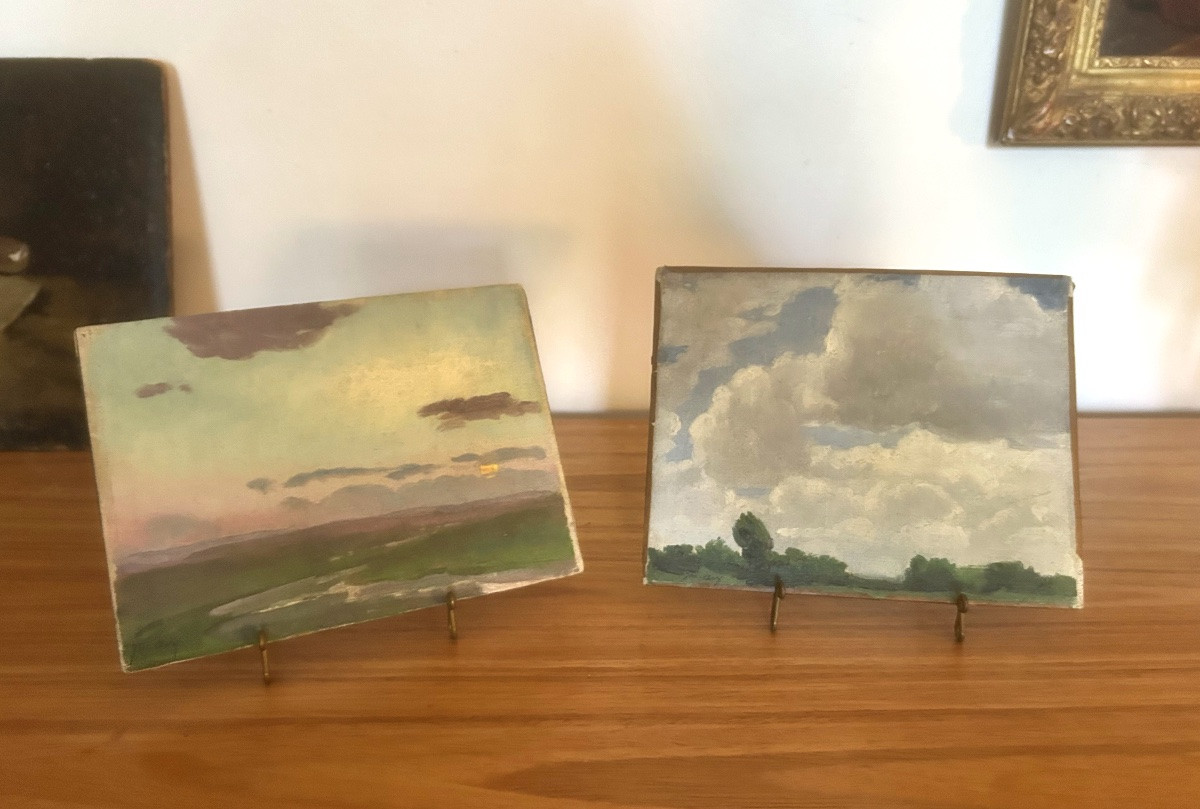 Joseph Marius AVY (1871-1939) Deux études du ciel et de paysage à  Autry-le-Châtel en 1934-photo-3