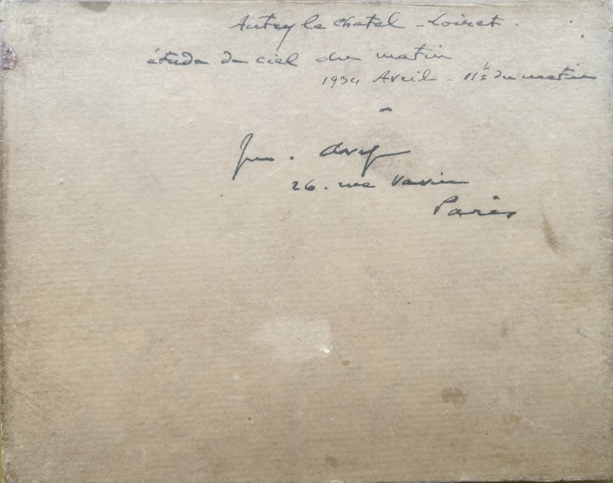 Joseph Marius AVY (1871-1939) Deux études du ciel et de paysage à  Autry-le-Châtel en 1934-photo-2