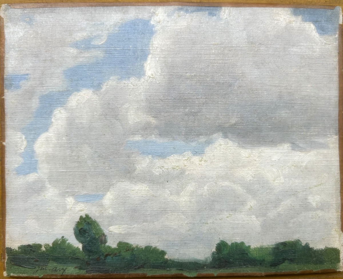 Joseph Marius AVY (1871-1939) Deux études du ciel et de paysage à  Autry-le-Châtel en 1934-photo-3