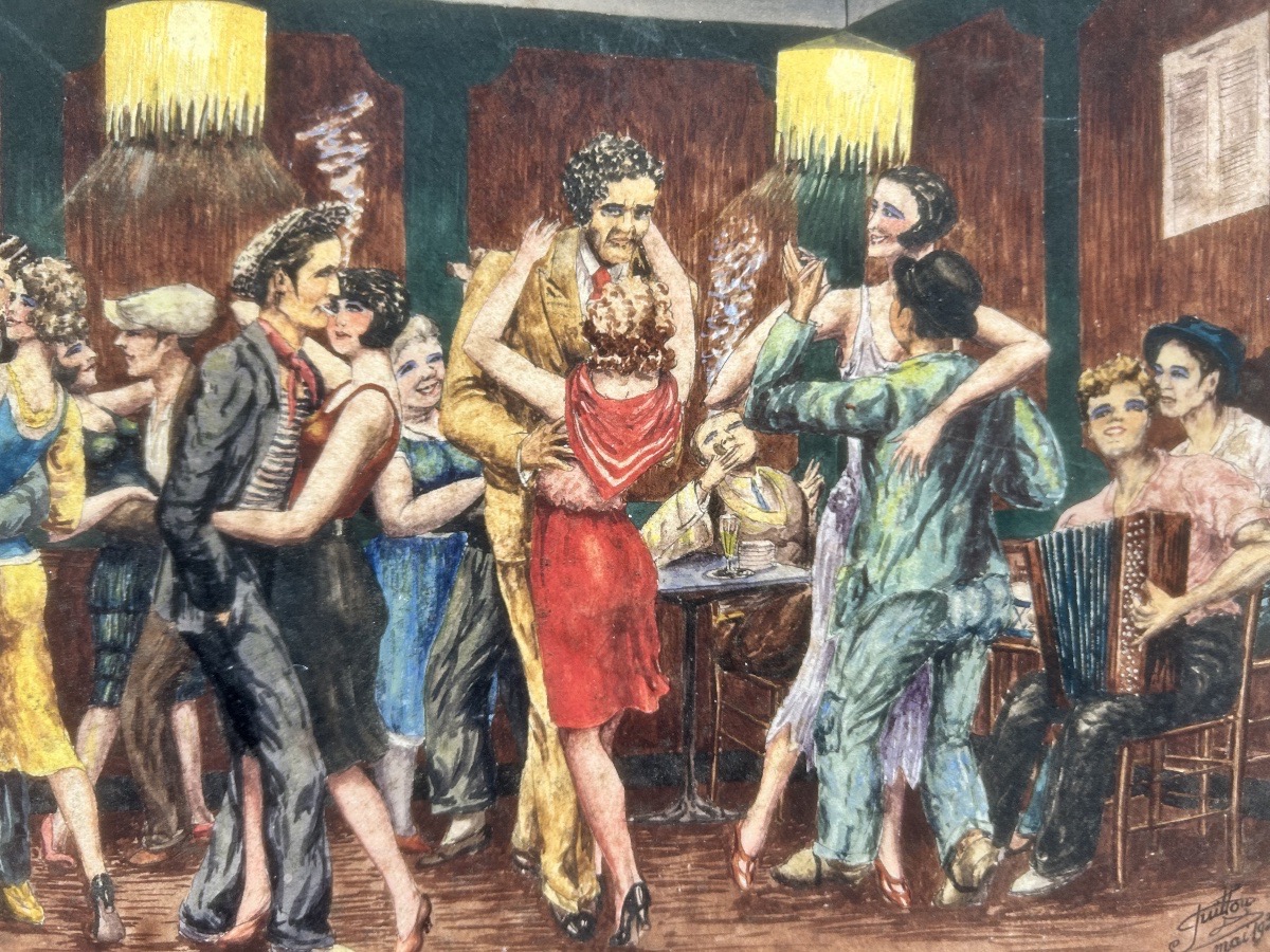 Jeannine Guillou (1909-1946) Soirée dansante, 1932, gouache sur papier -photo-4