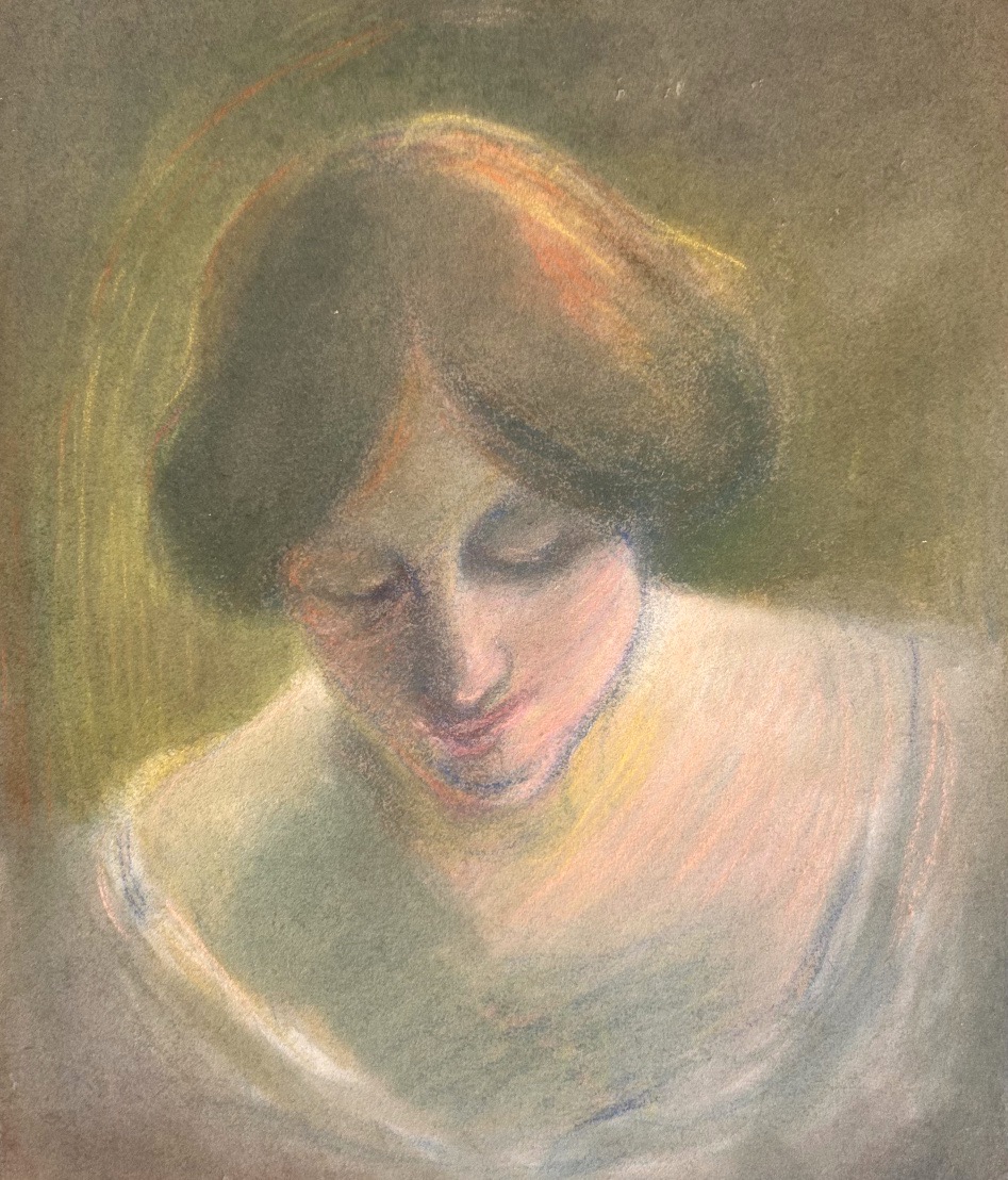 École Française fin XIX ou début XX Siècle, Portrait de femme, Art Nouveau, 