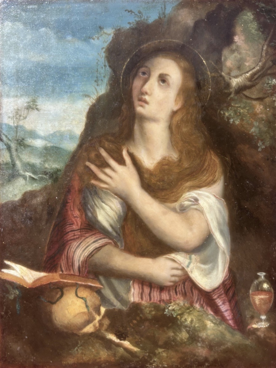 Mary Magdalene The Penitent, Oil On Copper, 17th Century