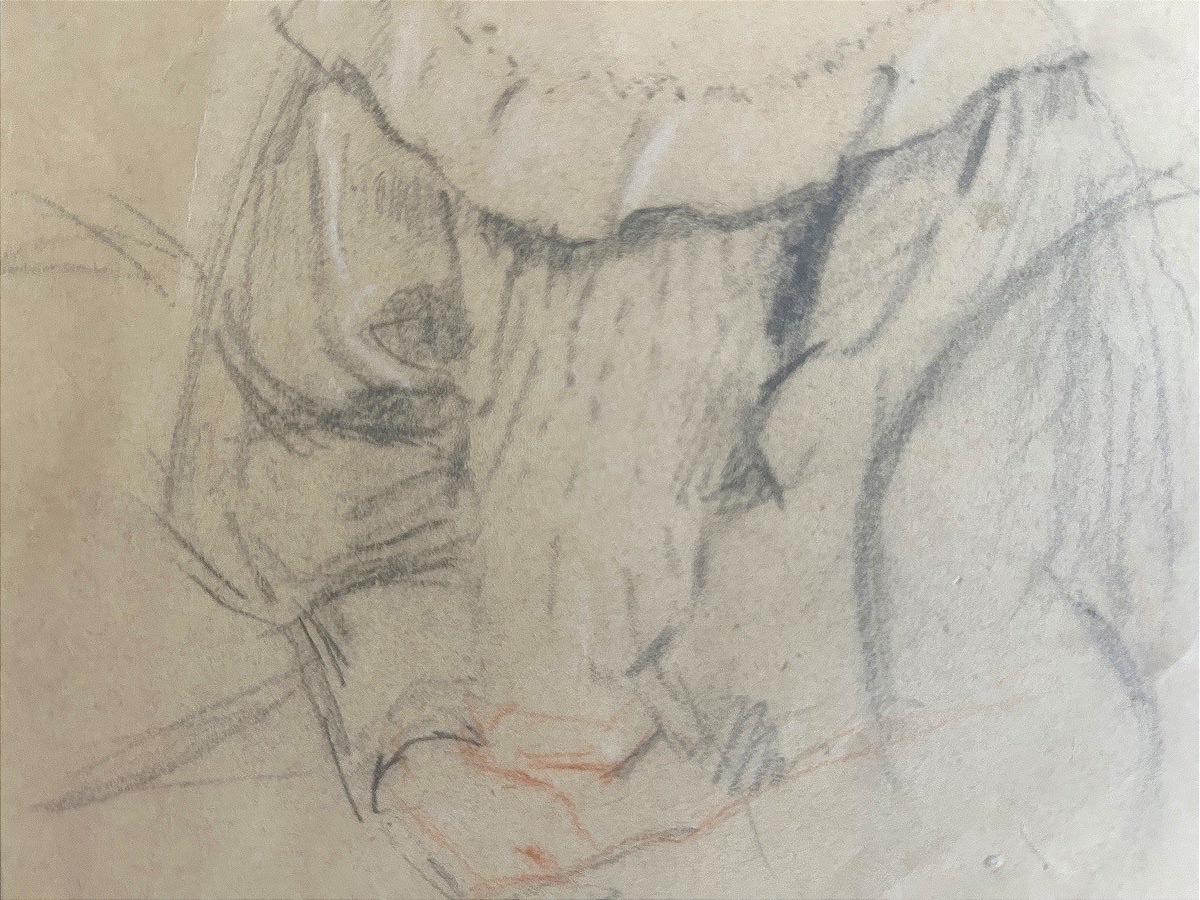 Ecole française, Dessin d'une jeune fille XIX siècle -photo-3