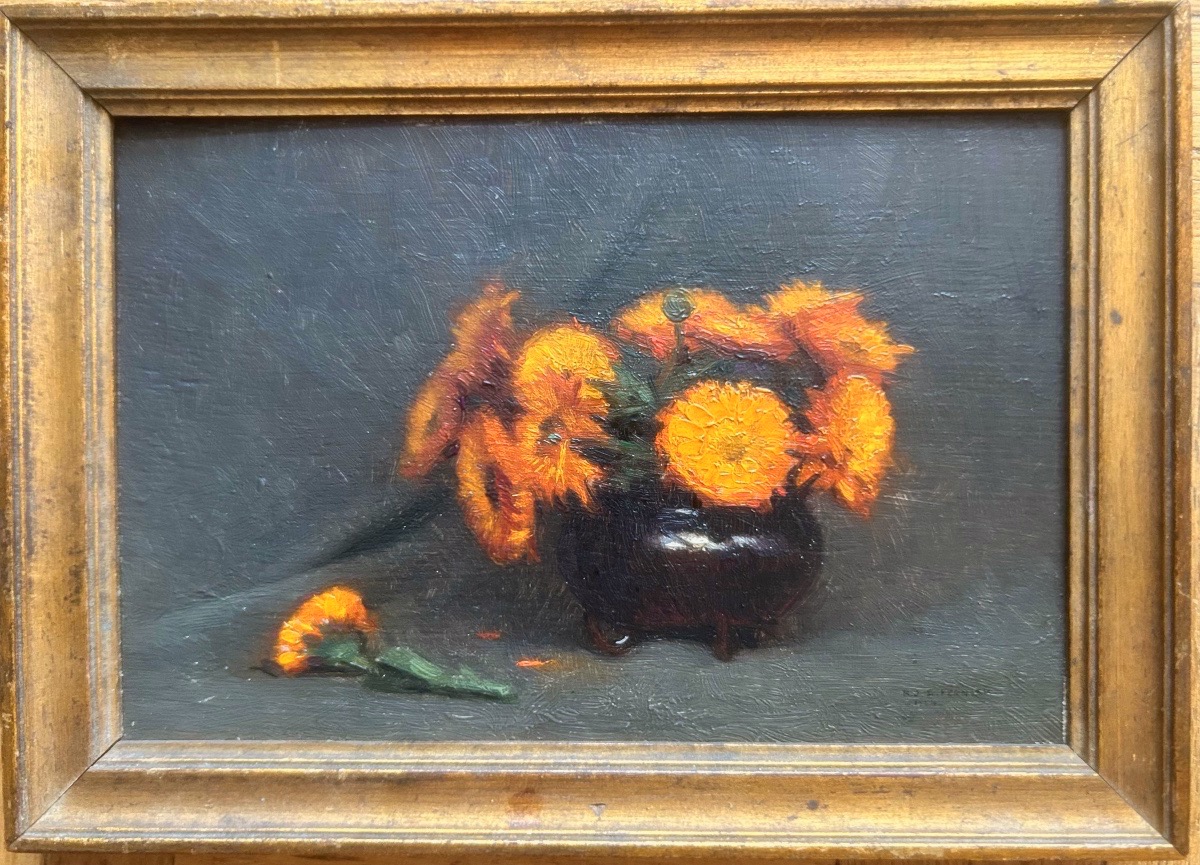 Robert Jules Emile Fernier (1895–1977) Still Life, Flower Pot, 1924, Art Deco