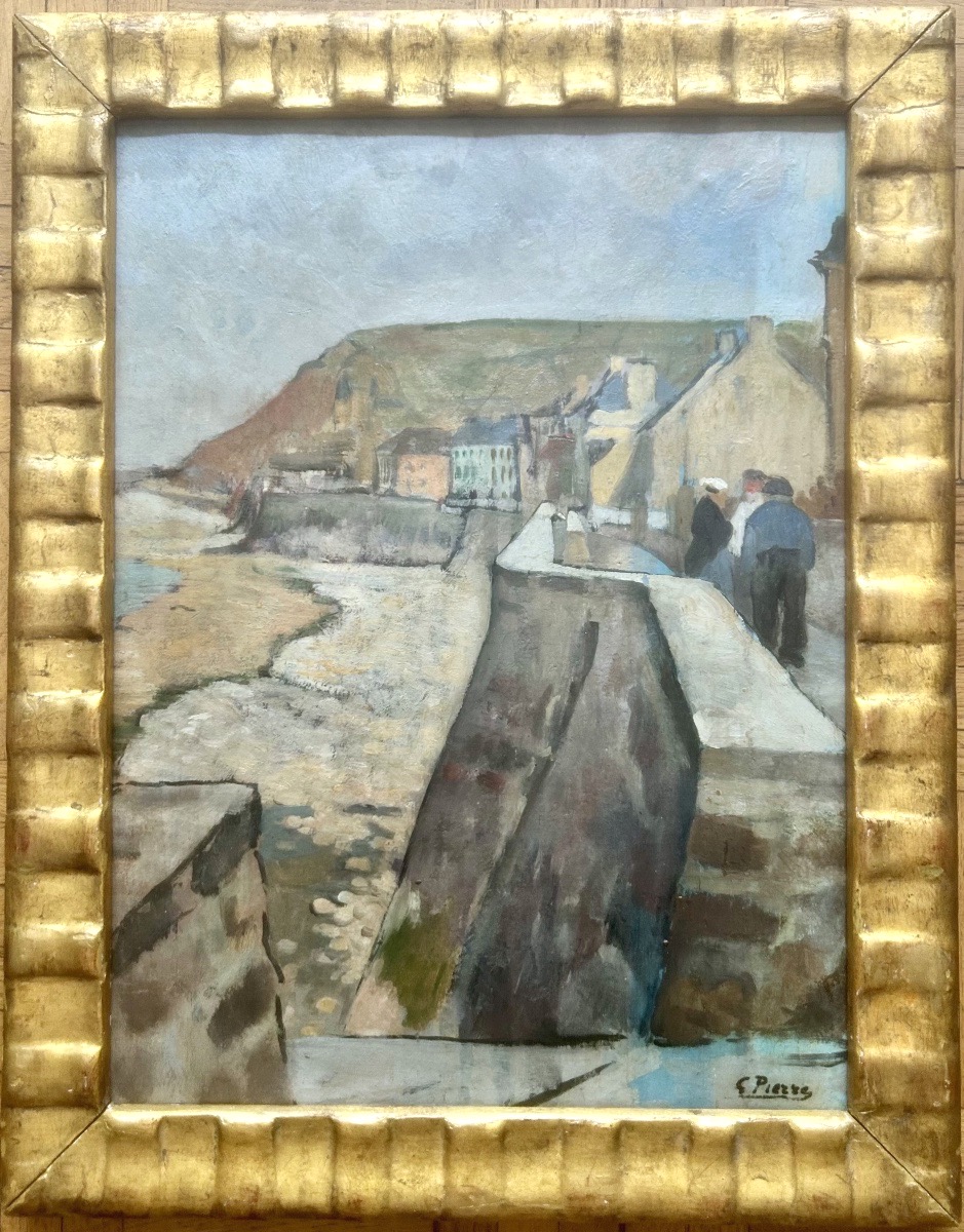 Gustave René Pierre (1875–1939) A Breton Seaside Scene, Early 20th Century-photo-2