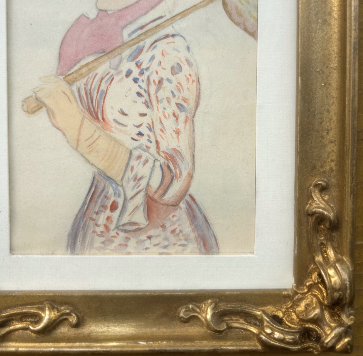 French School, Drawing And Watercolor, Young Woman With A Parasol  Art Nouveau-photo-4