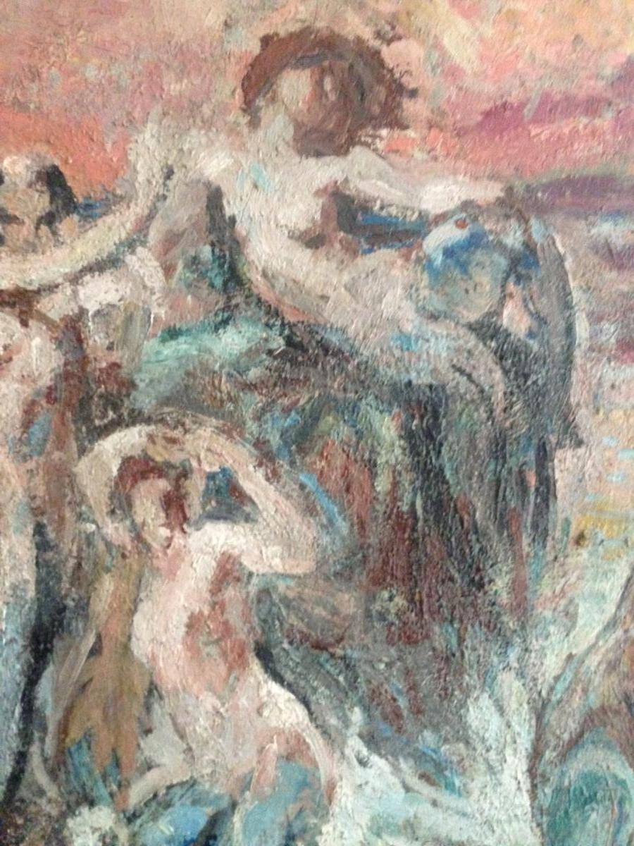 Atelier "KER" Combat De Neptune Avec Groupe De Muses, XIX Siècle -photo-2