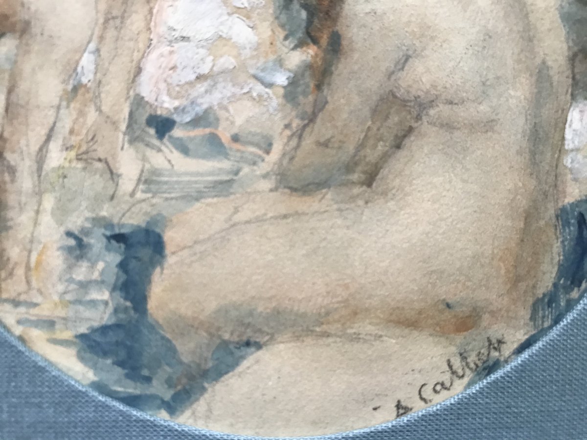 Antoine Calbet (1860-1944)  Baigneuses,  Art Nouveau,  Aquarelle  Début XX-photo-3